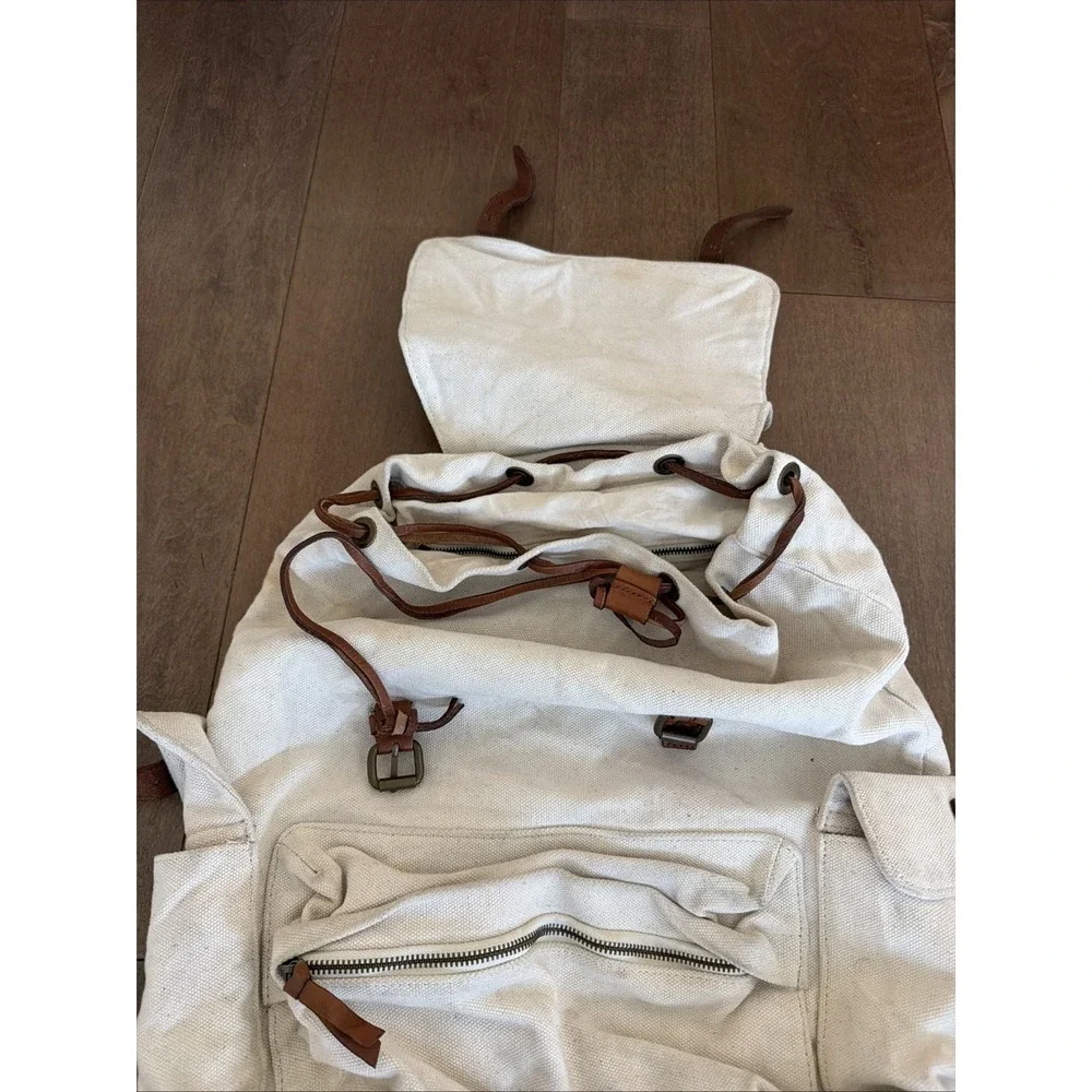 Club Monaco Cotton/Linen/Cowhide Leather Backpack
